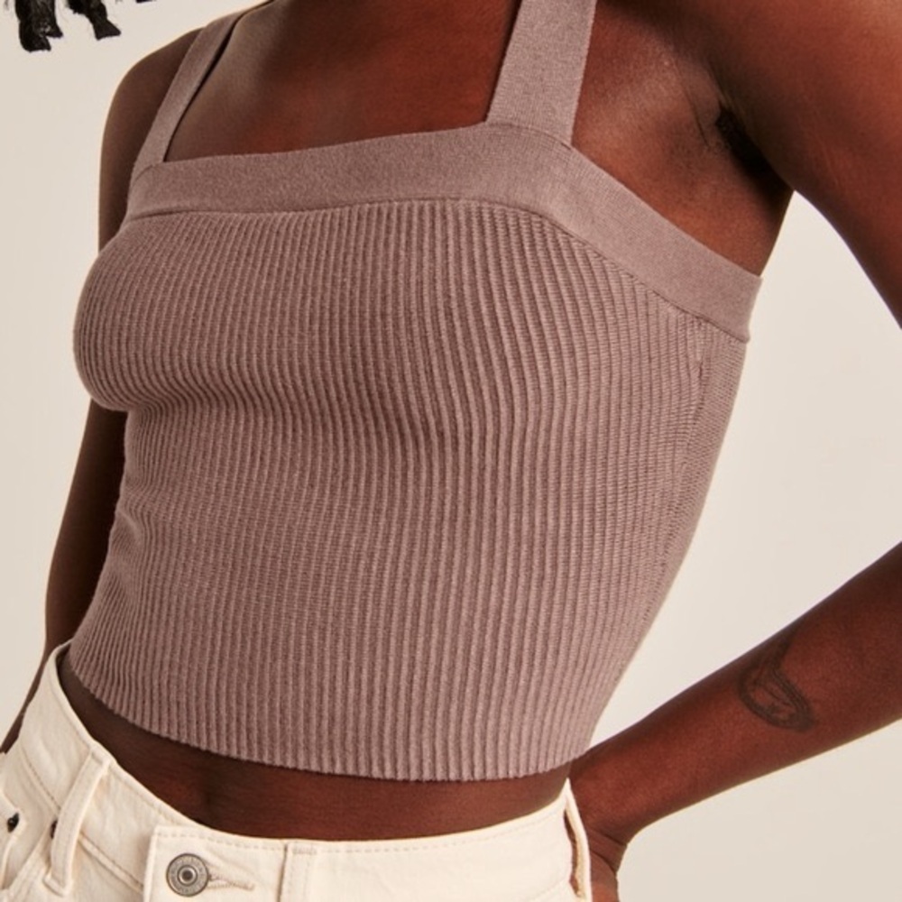 Abercrombie Ottoman Square Neck Knit Tank Tan